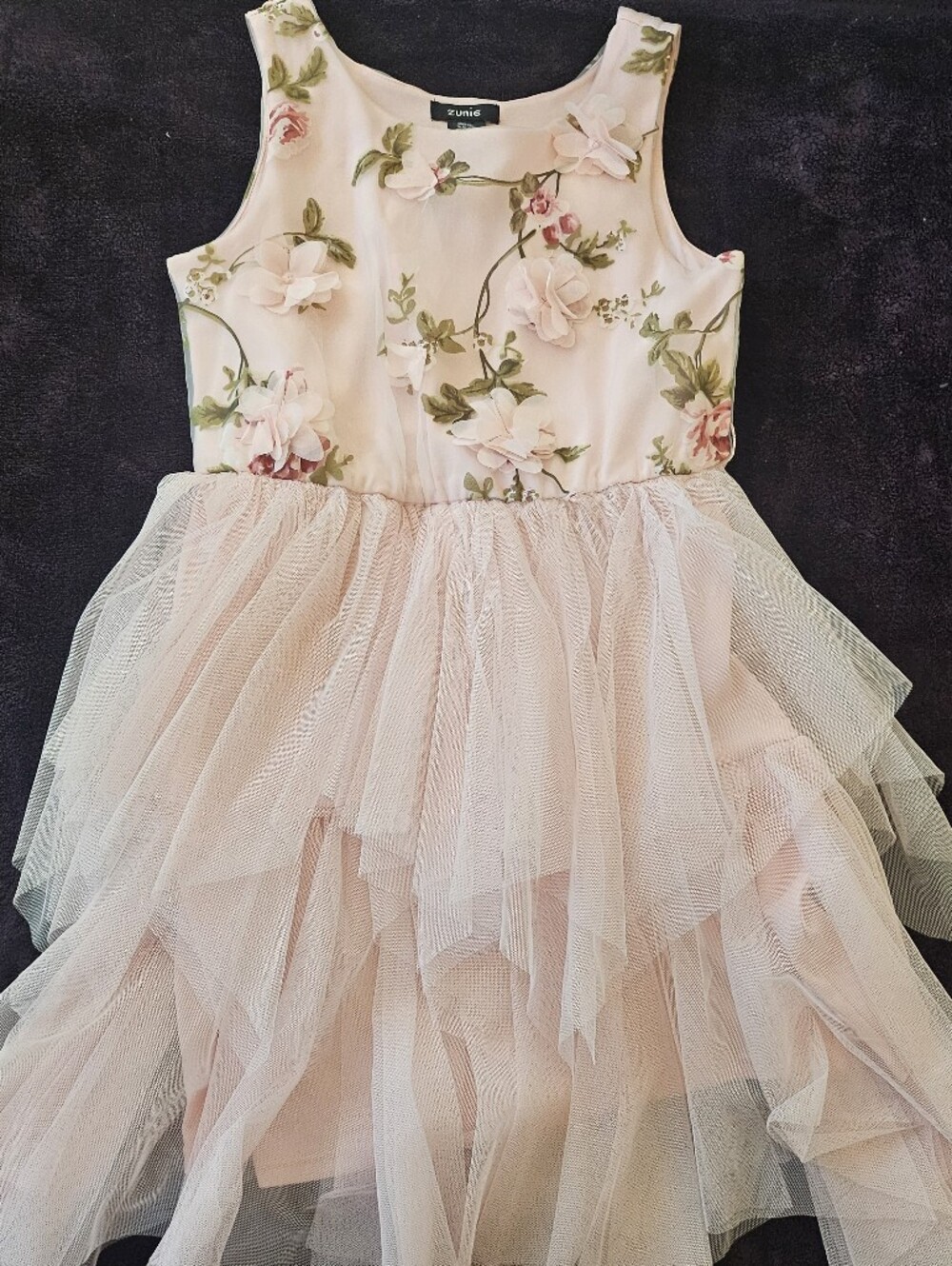 Zunie Pink Floral Tulle Party Dress for Girls